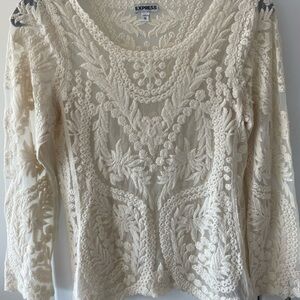 Express Cream Lace Top in XS